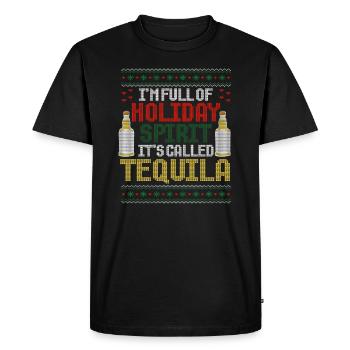 Noël, je suis plein de tequila des fêtes - T-shirt Premium bio Homme - noir - Devant - Nico (187cm)