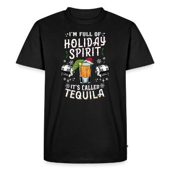 Noël, je suis plein de tequila des fêtes - T-shirt Premium bio Homme - noir - Devant - Nico (187cm)