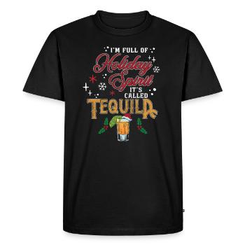 Noël, je suis plein de tequila des fêtes - T-shirt Premium bio Homme - noir - Devant - Nico (187cm)