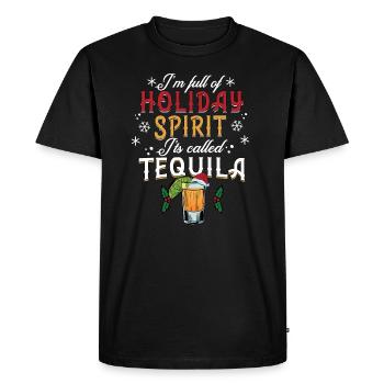 Noël, je suis plein de tequila des fêtes - T-shirt Premium bio Homme - noir - Devant - Nico (187cm)