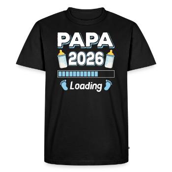 Papa 2026 Chargement Maman Papa Parents Fils Fille - T-shirt Premium bio Homme - noir - Devant - Nico (187cm)