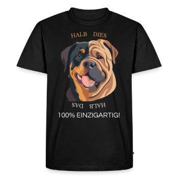 La moitié de ceci, l’autre moitié de cela – 100 % unique ! - T-shirt Premium bio Homme - noir - Devant - Nico (187cm)