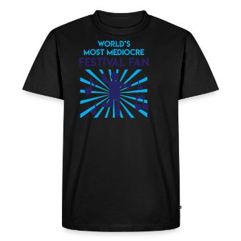 Chemise de Festival · MEDIOCRE · Cadeau - T-shirt Premium bio Homme - noir - Devant - Nico (187cm)