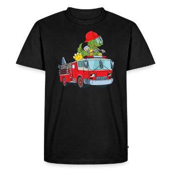 Véhicule d'urgence de voiture de pompiers avec Dino - T-shirt Premium bio Homme - noir - Devant - Nico (187cm)