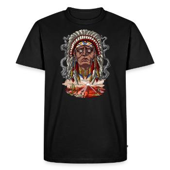 Native American Chief Indian Headdress - Men's Premium Organic T-Shirt - black - Front - Nico (187cm)