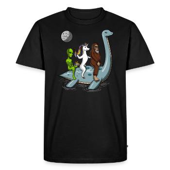 Alien Licorne Bigfoot Monté Monstre du Loch Ness - T-shirt Premium bio Homme - noir - Devant - Nico (187cm)