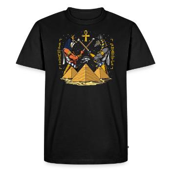 Dieux égyptiens Anubis Horus Ancient Pyramids Ankh - T-shirt Premium bio Homme - noir - Devant - Nico (187cm)