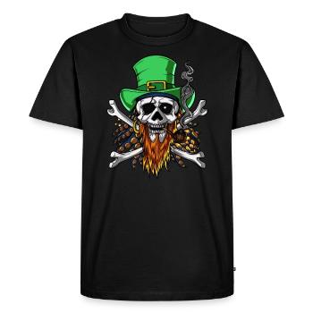 Pirate Skull Irish Leprechaun Crossbones - Men's Premium Organic T-Shirt - black - Front - Nico (187cm)