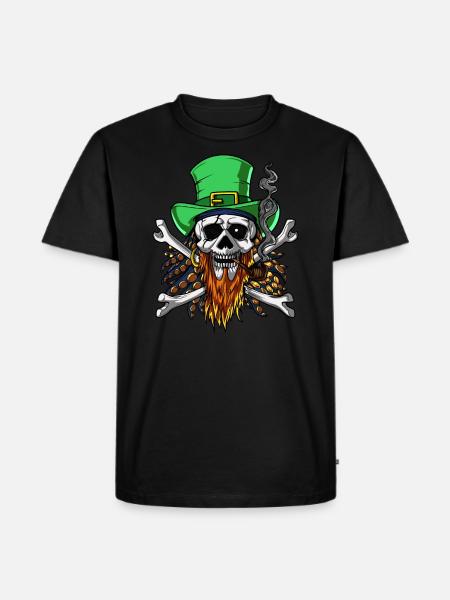 Pirate Skull Irish Leprechaun Crossbones - Men's Premium Organic T-Shirt - black