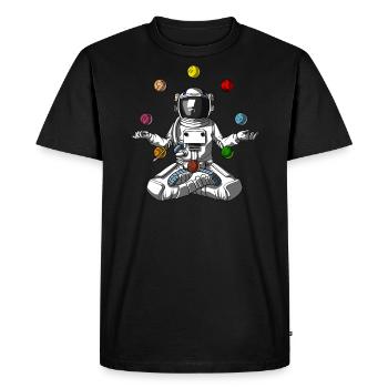 Space Astronaut Zen Yoga Meditation Cosmic Planet - Men's Premium Organic T-Shirt - black - Front - Nico (187cm)