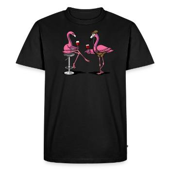 Funny Flamingo Bird Wine Drinking Party - Men's Premium Organic T-Shirt - black - Front - Nico (187cm)