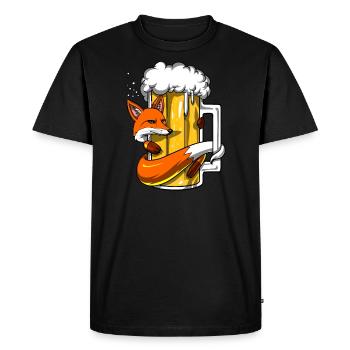 Funny Fox Beer Drinking Party - Men's Premium Organic T-Shirt - black - Front - Nico (187cm)