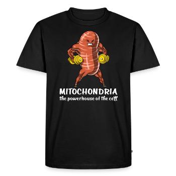 Biology Science Funny Mitochondria School Joke - Men's Premium Organic T-Shirt - black - Front - Nico (187cm)