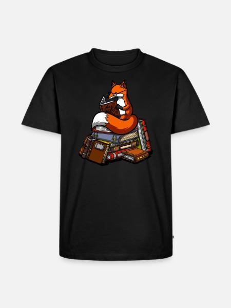 Nettes Fox-Buch-Lesetier - Männer Premium Bio T-Shirt - Schwarz