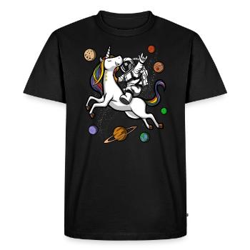 Astronaute spatiale équitation licorne magique - T-shirt Premium bio Homme - noir - Devant - Nico (187cm)