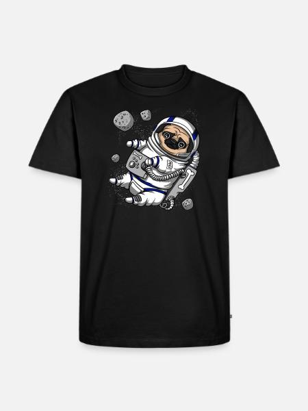Pug Dog Space Astronaut Pet - Men's Premium Organic T-Shirt - black