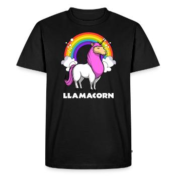 Llamacorn Licorne Llama Alpaga Animal Magique - T-shirt Premium bio Homme - noir - Devant - Nico (187cm)