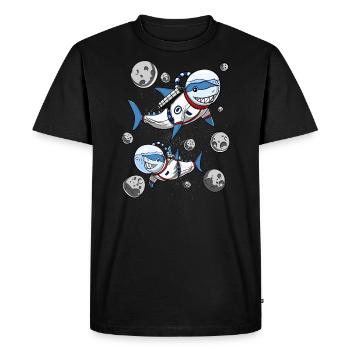 Requin astronaute espace cosmique galaxie - T-shirt Premium bio Homme - noir - Devant - Nico (187cm)