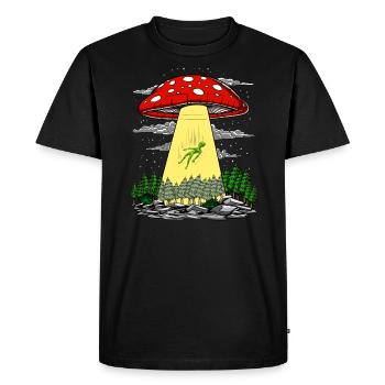 Magic Mushroom Alien Abduction UFO Psilocybin Trip - Men's Premium Organic T-Shirt - black - Front - Nico (187cm)