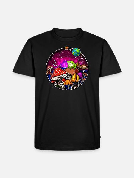 Psychedelic Magic Mushrooms Hallucinogenic Frog - Men's Premium Organic T-Shirt - black