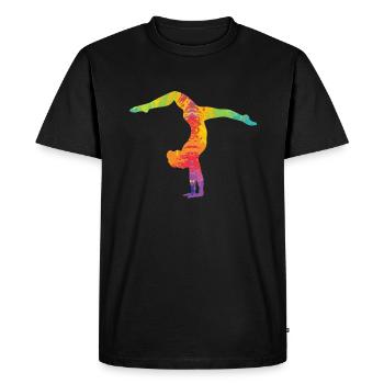 Appui de gymnastique coloré - T-shirt Premium bio Homme - noir - Devant - Nico (187cm)