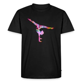 Appui de gymnastique coloré - T-shirt Premium bio Homme - noir - Devant - Nico (187cm)