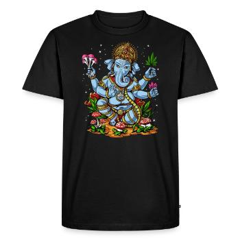 Ganesha Éléphant Hindou Dieu Psychédélique Mauvaises Herbes - T-shirt Premium bio Homme - noir - Devant - Nico (187cm)