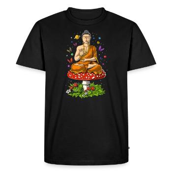 Magic Mushrooms Buddha Zen Yoga Meditation - Men's Premium Organic T-Shirt - black - Front - Nico (187cm)
