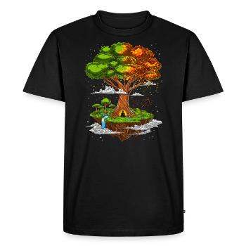 Méditation yoga arbre de vie - T-shirt Premium bio Homme - noir - Devant - Nico (187cm)