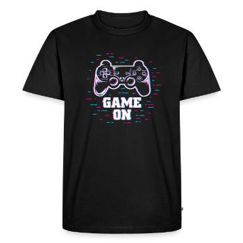 Game on with controller colorful - Men's Premium Organic T-Shirt - black - Front - Nico (187cm)