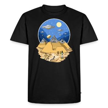 UFO Aliens Pyramides Egyptiennes - T-shirt Premium bio Homme - noir - Devant - Nico (187cm)