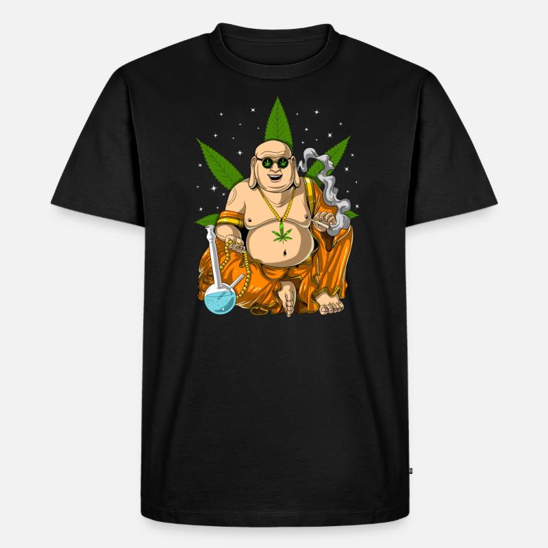 Buddha, der Unkraut raucht - Männer Premium Bio T-Shirt - Schwarz