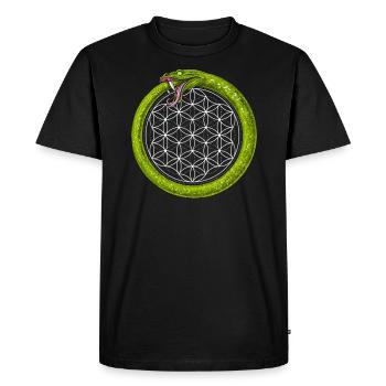 Fleur de vie Ouroboros Serpent - T-shirt Premium bio Homme - noir - Devant - Nico (187cm)