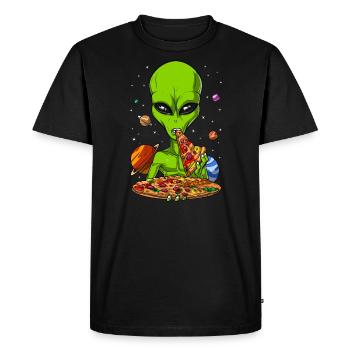 Pizza Space Alien - T-shirt Premium bio Homme - noir - Devant - Nico (187cm)