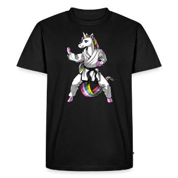 Unicorn Girl Karate - Men's Premium Organic T-Shirt - black - Front - Nico (187cm)