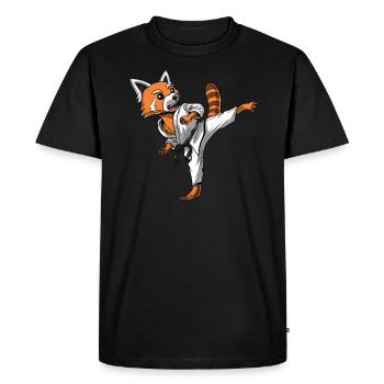 Red Panda Bear Karate Ninja - Men's Premium Organic T-Shirt - black - Front - Nico (187cm)