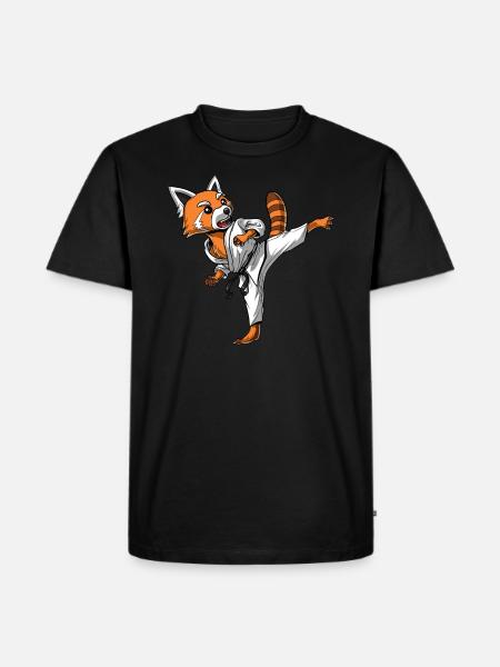 Red Panda Bear Karate Ninja - Men's Premium Organic T-Shirt - black