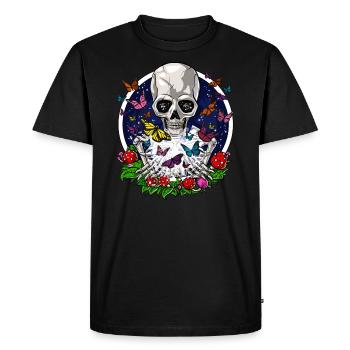 Psychedelic Butterflies Skeleton - Men's Premium Organic T-Shirt - black - Front - Nico (187cm)