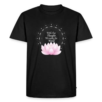 Bouddha Bouddhisme Lotus Fleur yoga occultisme - T-shirt Premium bio Homme - noir - Devant - Nico (187cm)
