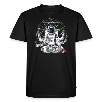 Psychonaut Psychedelic Astronaut Meditation - Men's Premium Organic T-Shirt - black - Front - Nico (187cm)