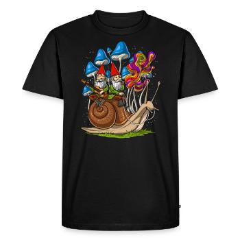 Champignons escargots gnomes - T-shirt Premium bio Homme - noir - Devant - Nico (187cm)