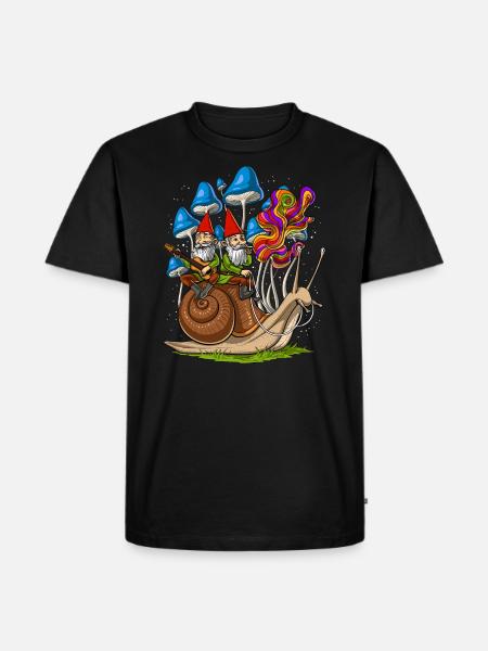 Champignons escargots gnomes - T-shirt Premium bio Homme - noir