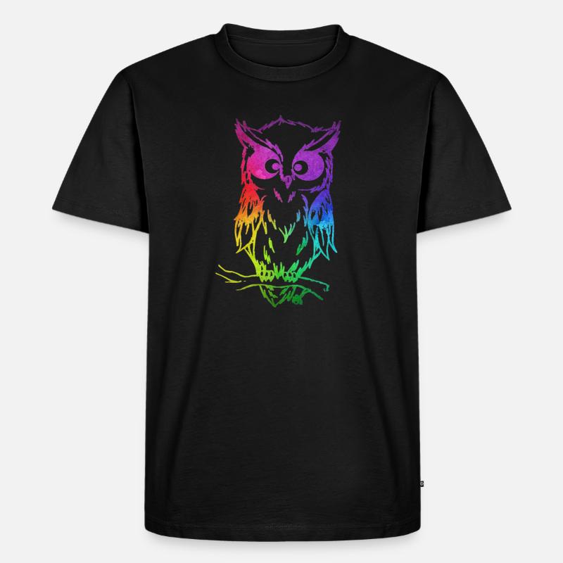 Süße Bunte Eule - Männer Premium Bio T-Shirt - Schwarz