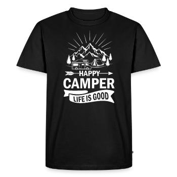 Happy Camper Life Is Good - Men's Premium Organic T-Shirt - black - Front - Nico (187cm)