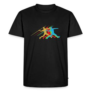 Athletics javelin throw - Men's Premium Organic T-Shirt - black - Front - Nico (187cm)