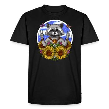 Hippie raton laveur - T-shirt Premium bio Homme - noir - Devant - Nico (187cm)