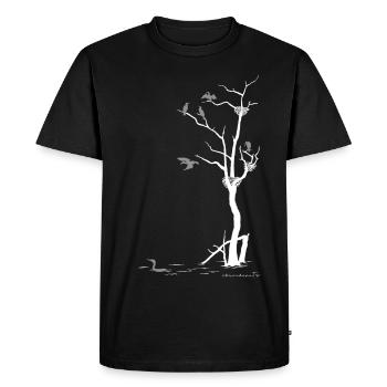 arbre mort avec des cormorans - T-shirt Premium bio Homme - noir - Devant - Nico (187cm)