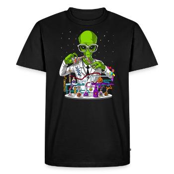Alien Chemistry Scientist - Men's Premium Organic T-Shirt - black - Front - Nico (187cm)