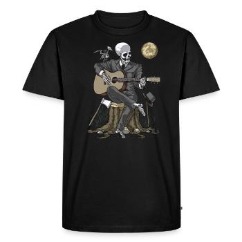 Joueur de guitare squelette - T-shirt Premium bio Homme - noir - Devant - Nico (187cm)