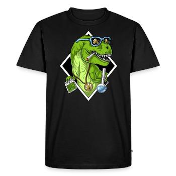 T Rex Dinosaur Weed - T-shirt Premium bio Homme - noir - Devant - Nico (187cm)